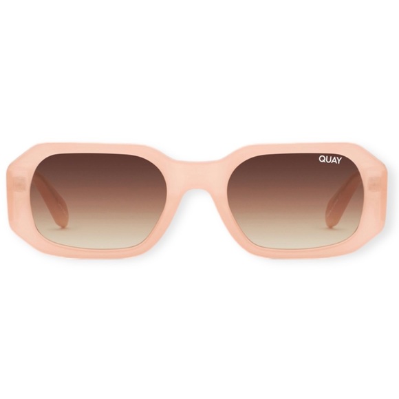 QUAY Hyped Up Sunglasses Milky Pink Frames Brown Gradient Lenses Unisex NWT - Picture 10 of 10
